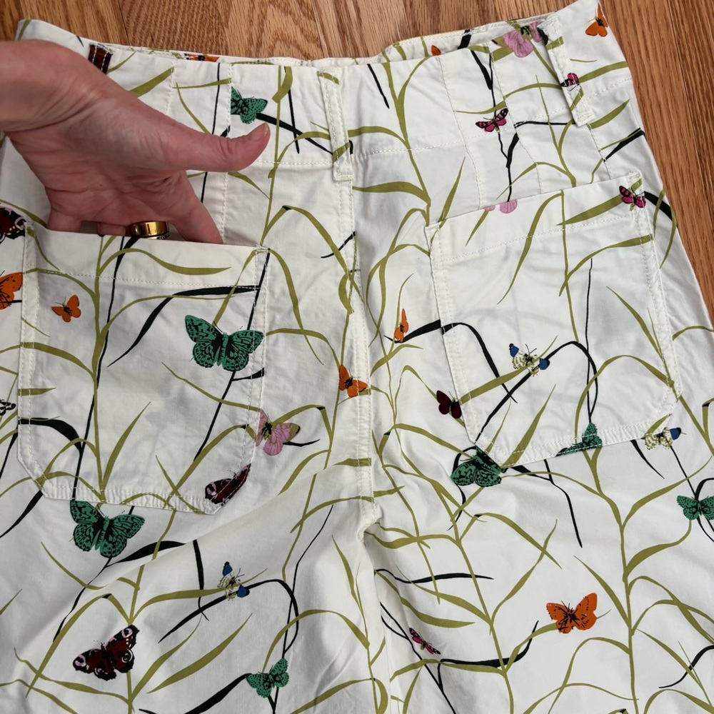 Anthropologie Maeve The Colette Butterfly Print High Rise Wide Leg Crop Pants 30 - Picture 9 of 12